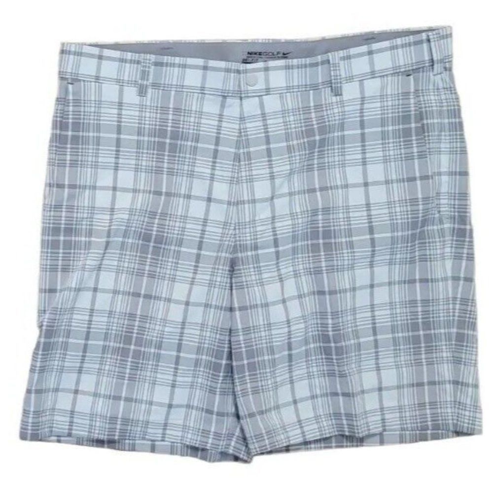 Nike Mens Shorts Size 36 Chino Golf Plaid White Gray